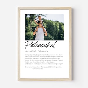 Patenonkel Geschenk Bild Poster mit Foto und Definition  Personalisiertes Geschenk Geburtstag Patenonkel Geschenk personalisierbar