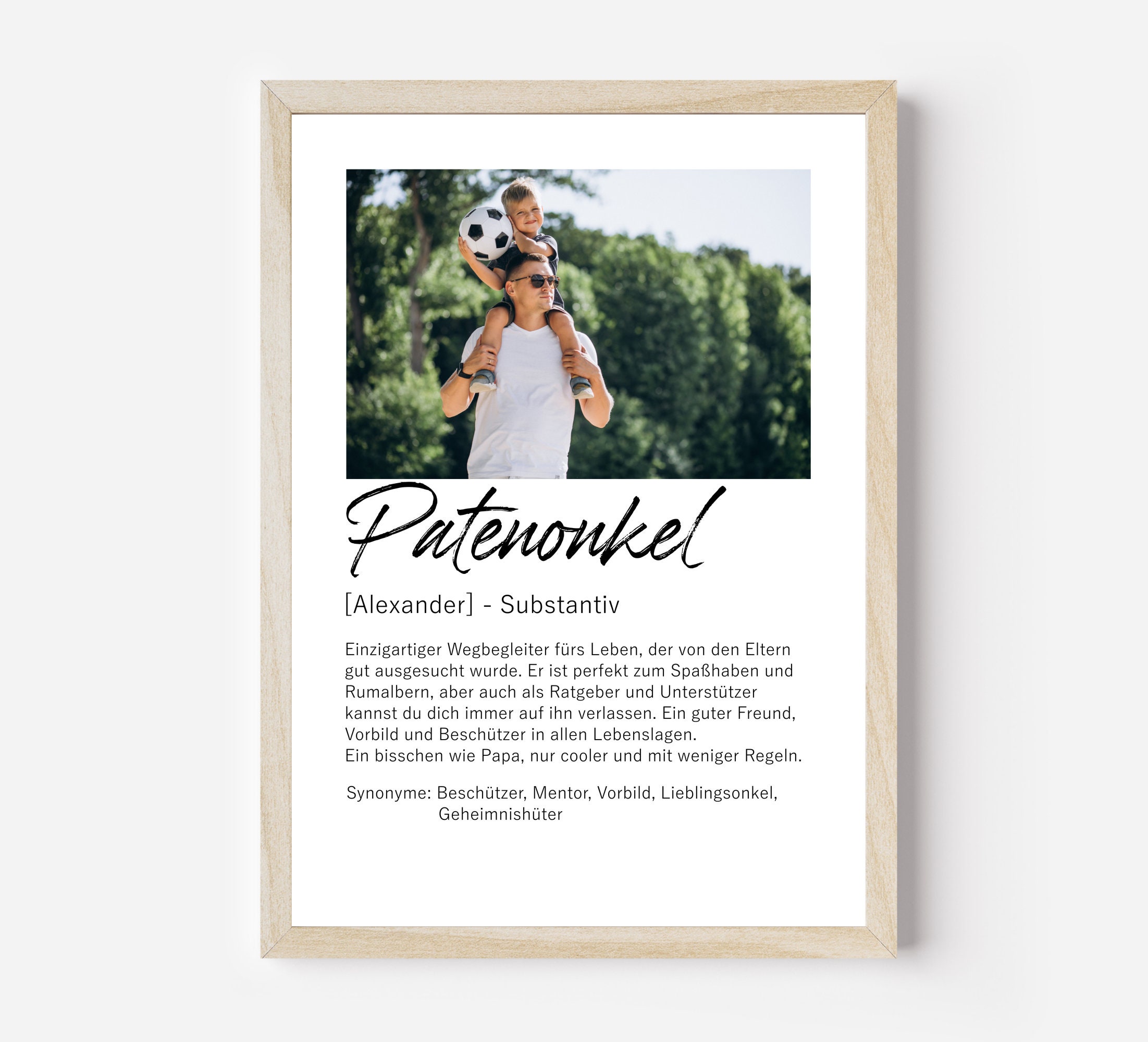 Godfather Gift Picture Poster with Photo and Definition Personalized Gift Birthday Godfather Gift Personalizable