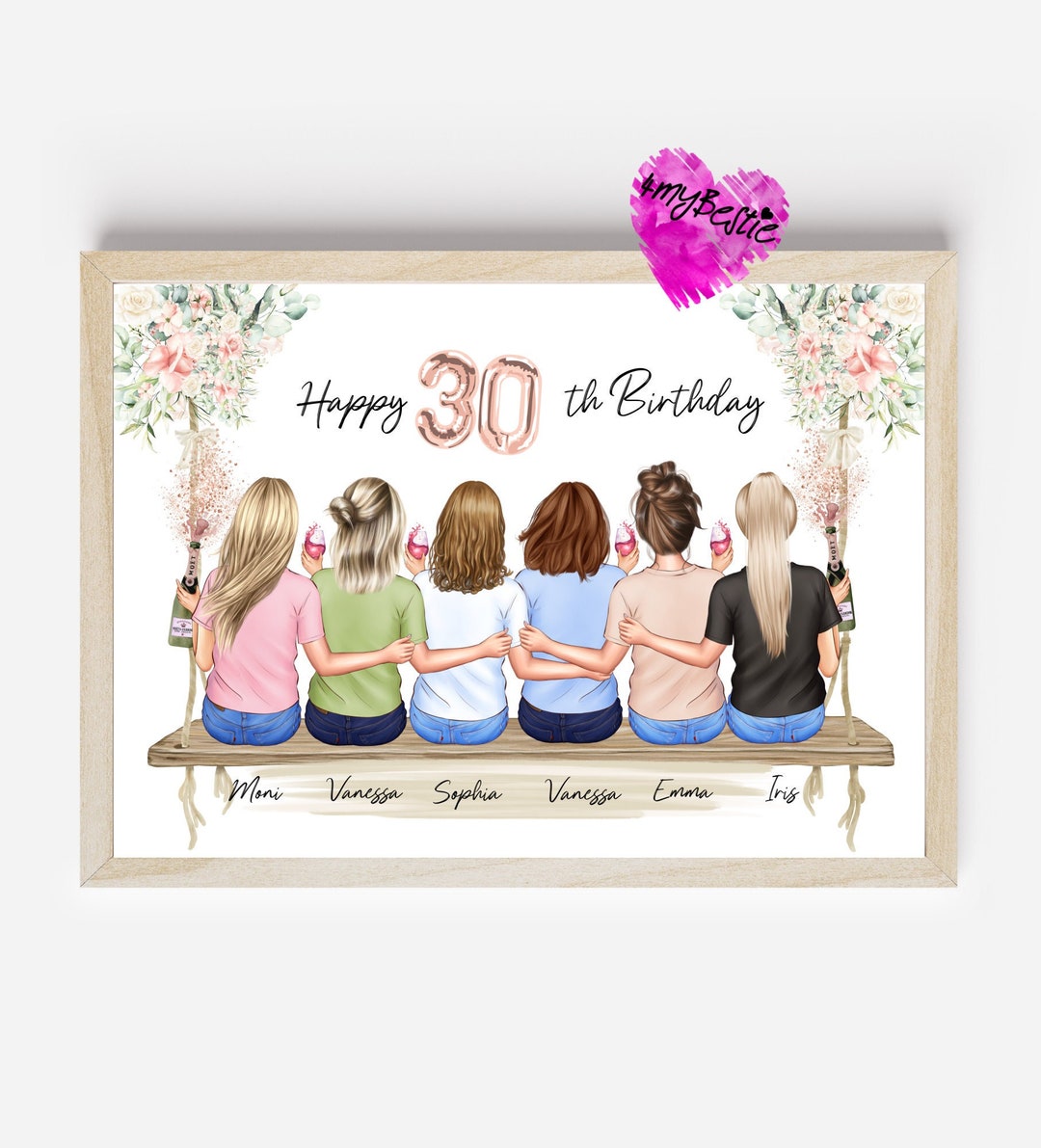 Best Friend Gift, Gift Poster 6 Best Friends, Gift Birthday Best Friend ...