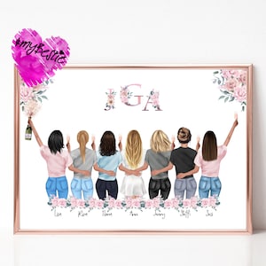 personalisiertes Geschenk Erinnerung an den JGA, Junggesellinnenabschied Bild personalisiert, Geschenk Braut JGA, JGA Freudinnen Poster JGA7