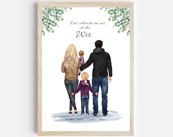 Familienbild personalisiert | Familienposter | personalisiertes Geschenk für die Familie | Muttertagsgeschenk | Vatertagsgeschenk Geburtstag