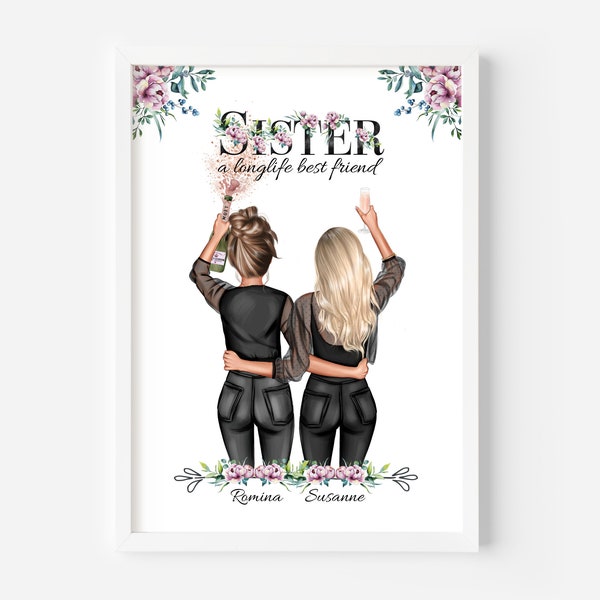 Gift Sister, Birthday Gift Sister Friend, Sister Gift Birthday, Personalized Gift Sister Poster, #B69