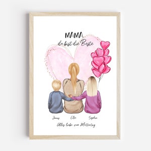 Personalized picture for mom for Mother's Day birthday with 2 children | Mother's Day gift | Birthday gift | Personalized family picture