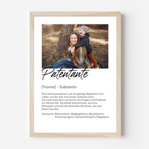 Póster con imagen de regalo de madrina con foto y definición Regalo personalizado cumpleaños regalo de madrina personalizable