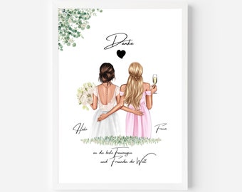 Regalo personalizado para dama de honor | Foto de la dama de honor como agradecimiento | Póster de agradecimiento para dama de honor | Pregunta a la dama de honor | HZ18