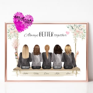 Girlfriends Gift Personalized | Best Friend Birthday Poster | Personalized Gift | 5 Girlfriends Gift Picture | BFF 102