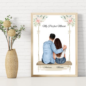 Regalo de aniversario personalizado | Póster de regalo personalizado para pareja | Foto de pareja para regalar, compromiso, boda, Navidad y aniversario