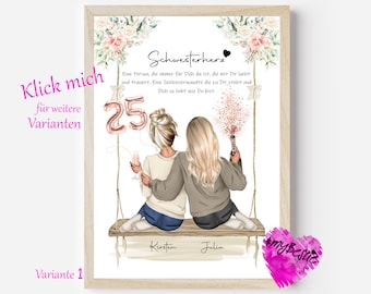 Personalized gift for sister | Sister picture poster | Sister birthday gift | Christmas gift for sister