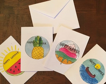 Happy Summer Watercolor Cards