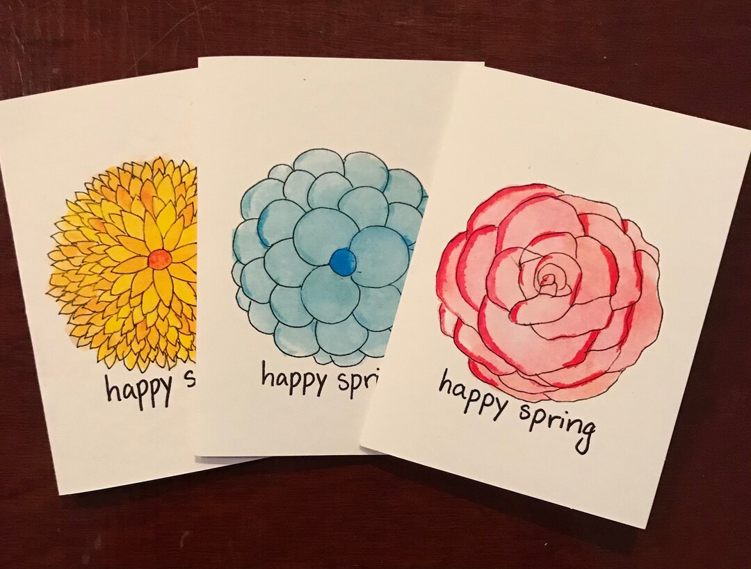 Happy Spring Watercolor Cards (set of 3) - Etsy