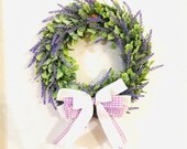 Everyday Lavender Wreath for Farmhouse Front Doors, Pantry Door, Cabinet Doors, Windows, All Seasons, Country Home, rustic, purple small