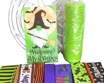 Happy Halloween Front Door Wreath Kit, Halloween Welcome My Pretties Door Wreath Kit, Halloween Gnome Wreath Kit, DIY Happy Halloween Wreath