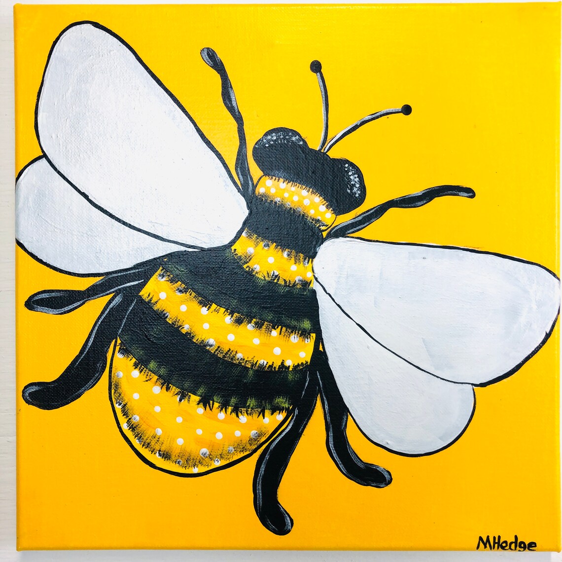 Bumblebee Acrylic Painting Bumble bee stretched canvas summer - Etsy España