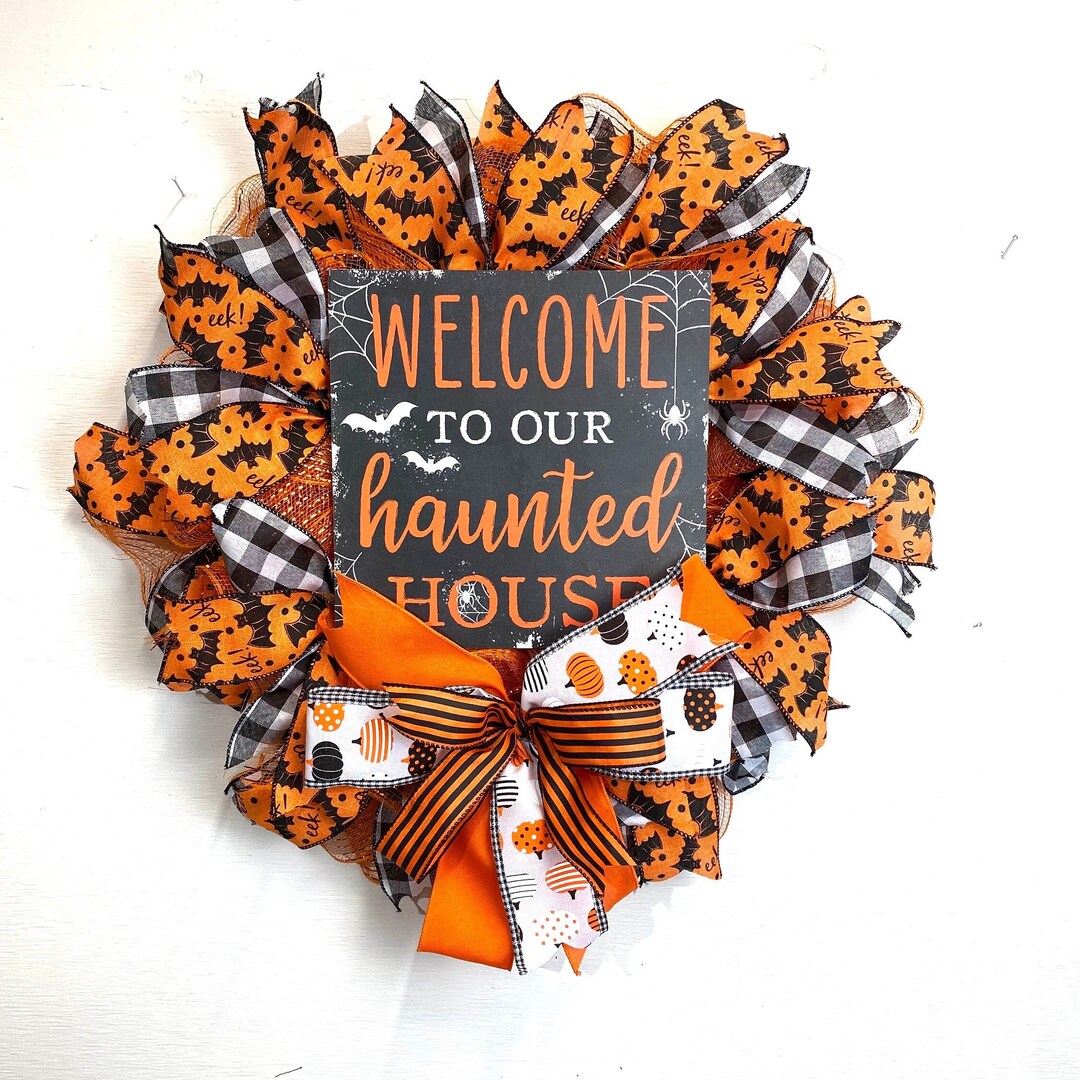 Halloween Front Door to Our Home Wreath, Trick Treat Halloween