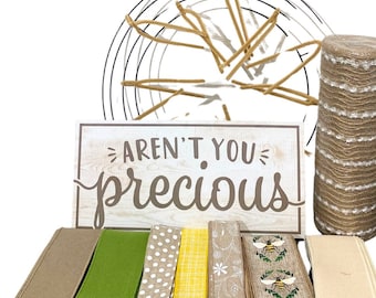 Aren’t You Precious Front Door Wreath Kit, DIY Welcome Wreath Kit, DIY Farmhouse Wreath Kit, Neutral Arent You Precious Southern Wreath Kit