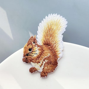 Embroidered Squirrel Iron-On Patch, Clothing Repair