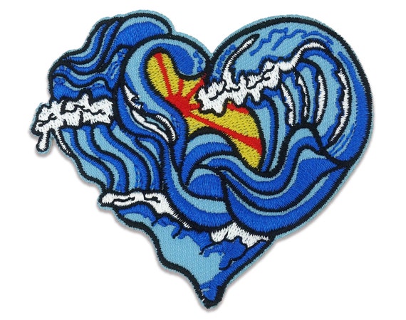 Blue Heart - Embroidered Iron on Patch