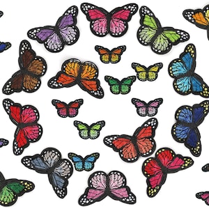 Colorful Embroidered Butterfly Iron-On Patches,Cute Embroidered Butterfly Appliques Patches,Iron On Butterfly Insect Badge,Repair Patch