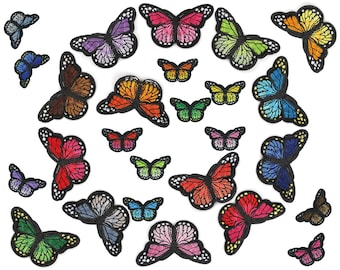 Colorful Embroidered Butterfly Iron-On Patches,Cute Embroidered Butterfly Appliques Patches,Iron On Butterfly Insect Badge,Repair Patch