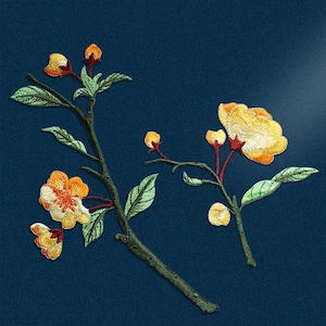 Begonia Flower Embroidered Iron/Sew On Patch Appliqués Badge, Multicolor Floral Flower Embroidered Decorative Patch, Floarl Applique Patch