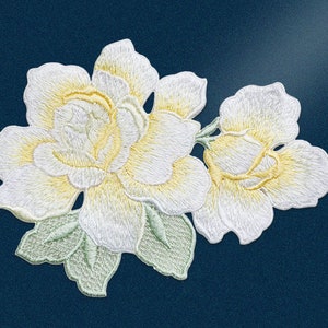 Large Hibiscus Flower Embroidered Sew On Patch, Soft Embroidered Decorative Patch, Floarl Applique Badge, 7 Colours Available