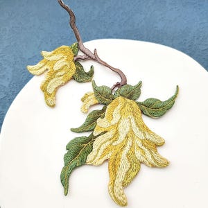 Vintage Chayote Embroidered Patch, Fruit Iron-On Applique-100x150mm