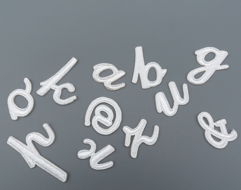 White Lower Case Alphabets Embroidered Patch, Pink Free Combination of