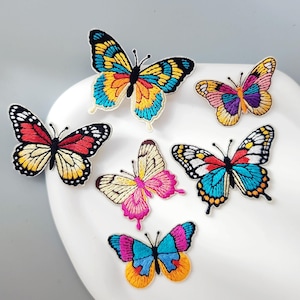 Parches adhesivos bordados de mariposas, divertidos apliques de insectos.