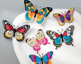 Schmetterlings-Stickaufnäher, lustige Insekten-Applikationen zum Selbstkleben, Nähdekoration, Stoffaufkleber für Laptop/Handy
