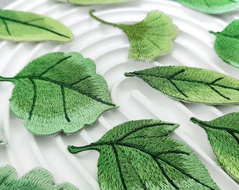 Embroidered Leaf Iron-on Patches, Various Tree Leaves, Flower Leaves Applique