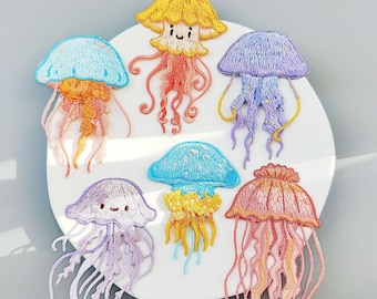 Jellyfish Embroidered Iron-On Patches