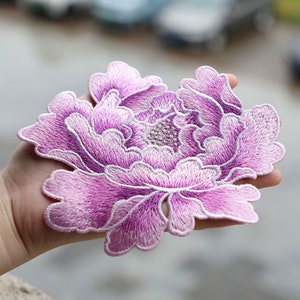 7Colors Soft Peony Embroidered Sew on Patch, Multicolor Floral Flower and Embroidered Decorative Patch, Floarl Sew Applique Patches-5.7x5.1&quot;