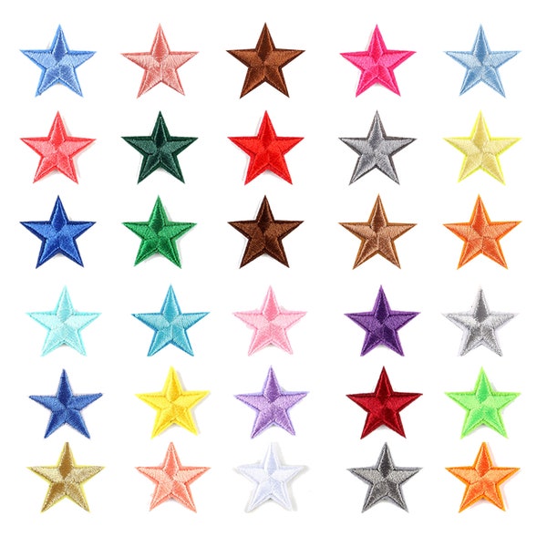 Mini Stern Aufbügler Gestickter Stern Aufnäher Mehrfarbige Stern Aufnäher für Kragen Zubehör Abzeichen--1,15"/3cm
