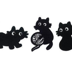 Cute Black Cat Iron-On Embroidered Patch, Cat Iron on Patch Patches for Jackets Embroidery Patch for Backpack