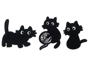 Cute Black Cat Iron-On Embroidered Patch, Cat Iron on Patch Patches for Jackets Embroidery Patch for Backpack