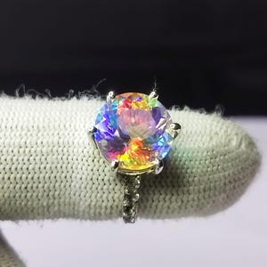 Magical Mystic Topaz 925 Sterling Silver Ring, Rainbow Gemstone