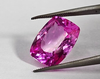 Kunzita rosa com lapidação octogonal, criada em laboratório, para joias, 12 quilates, gema com lapidação fantasia.