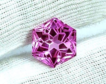 Gema de Safira Rosa Hexagonal Cultivada em Laboratório – Pedra de Destaque de 8 Quilates para Criação de Joias