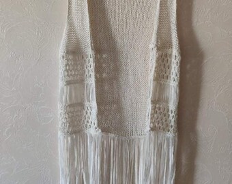 Boho style vest, white vest,pink vest long vest, boho style stole, hippie vest