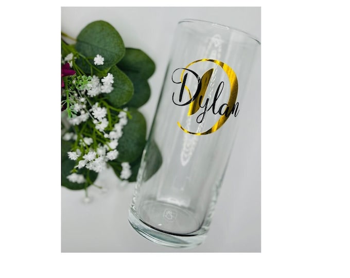 Personalised Monogram Tumbler Glass: Custom Initial Birthday Gift, thank you, celebration, stocking filler, 18th, 21st, 30th, 40th, 50th