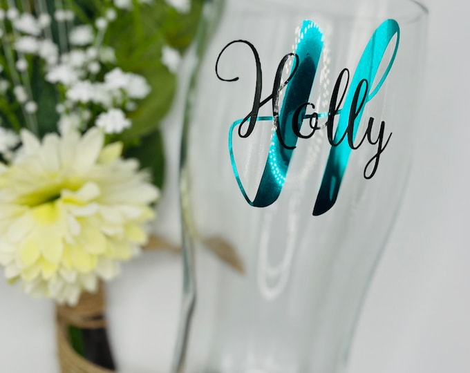 Personalized Monogram Pint Glass: Custom Initial Beer Glass