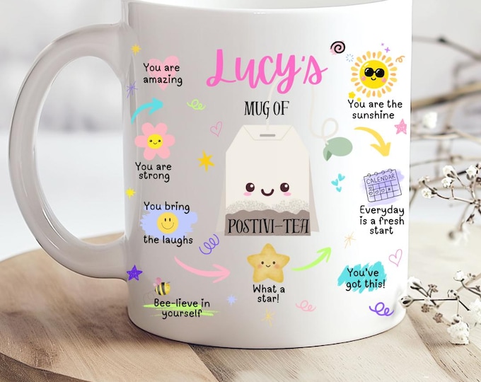 Personalised affirmation Mug: Custom name mug, Inspirational mug gift, Positivity mug, Stocking filler, secret santa, gift for her