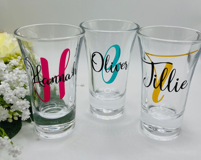 Personalised Monogram Shot Glass: Stocking filler, for him, for her, teen gift, Secret Santa, 18th Birthday, 21st Birthday, Hen Party, Stag
