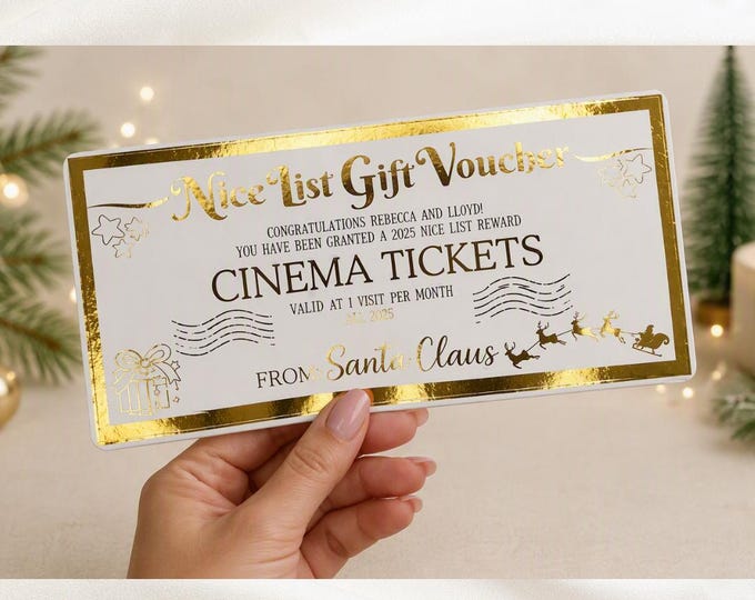 Personalised Christmas gift voucher, reward voucher from Santa Claus, Christmas voucher and gift card
