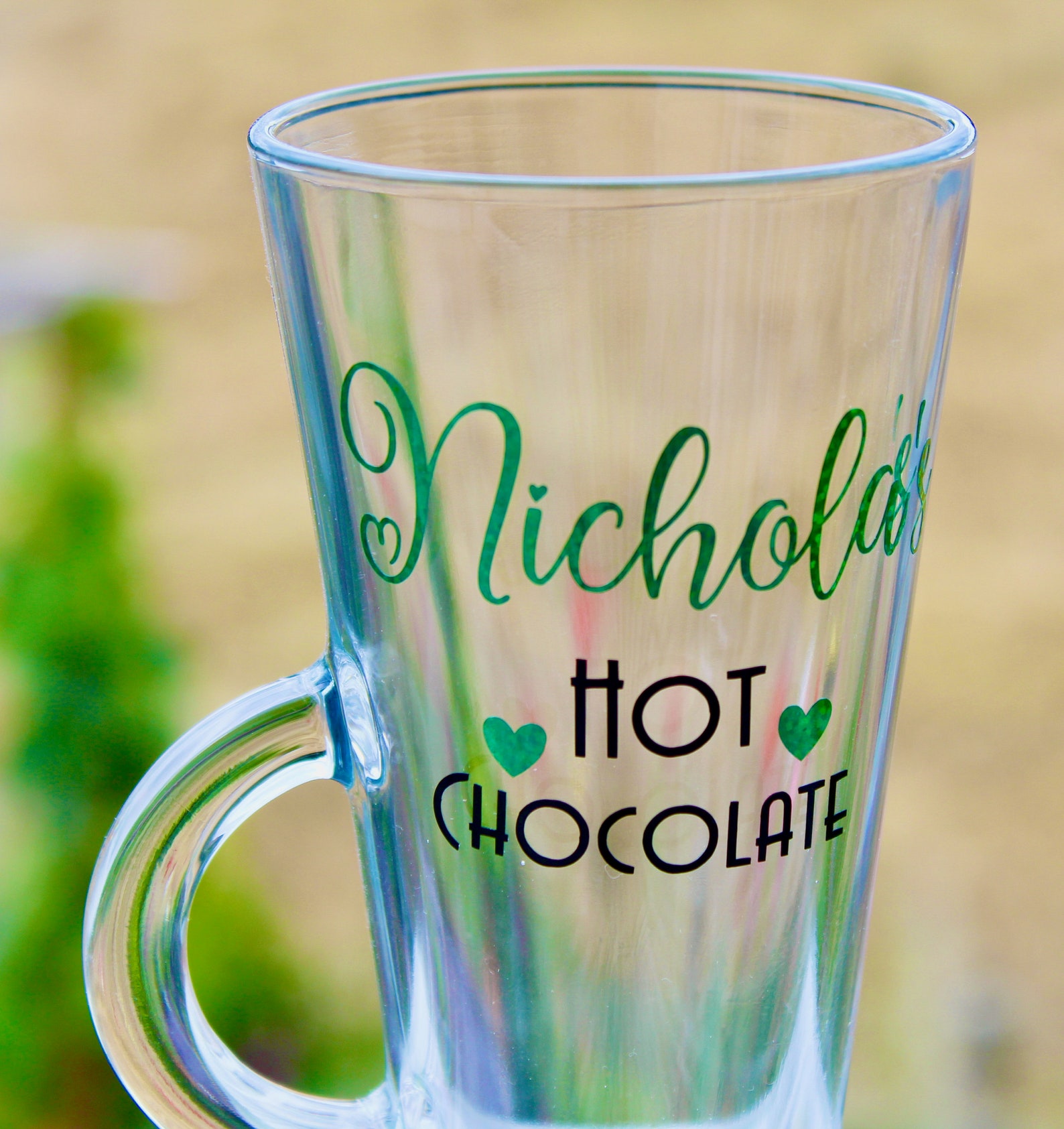 Personalised glass mug Hot Chocolate Mug Latte glass Etsy