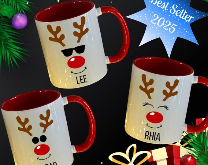 Personalised Reindeer Christmas Mug: Festive Gift