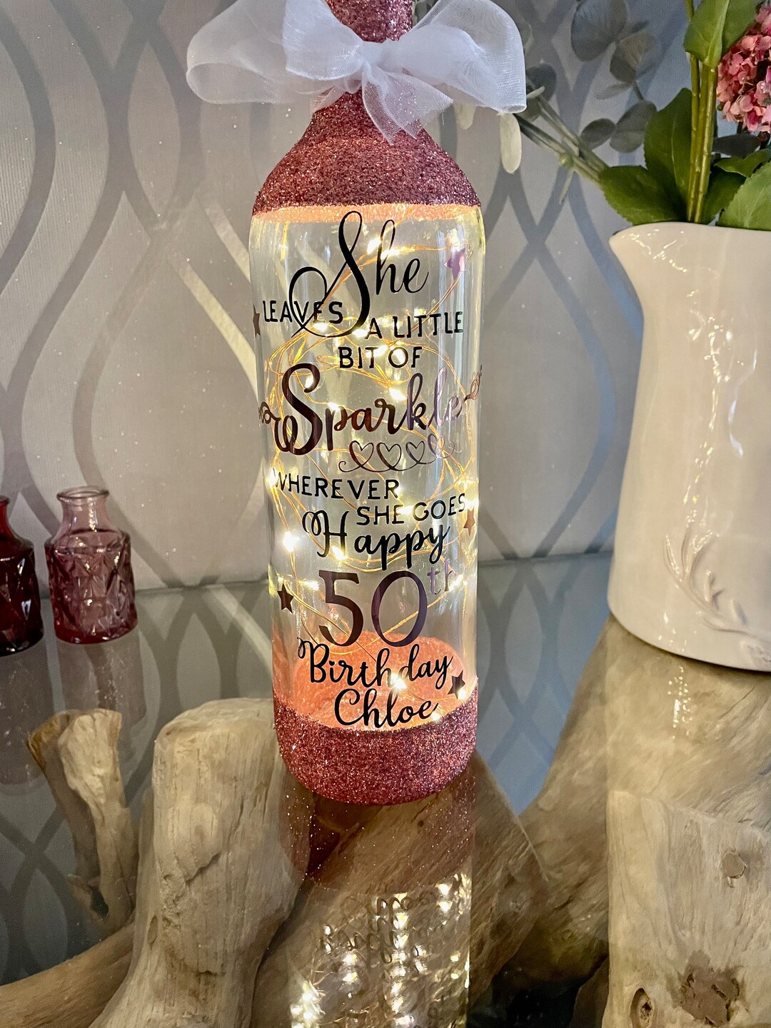 Handmade Personalised Bottle With LED Lights 18th 21st 30th 40th 50th ...