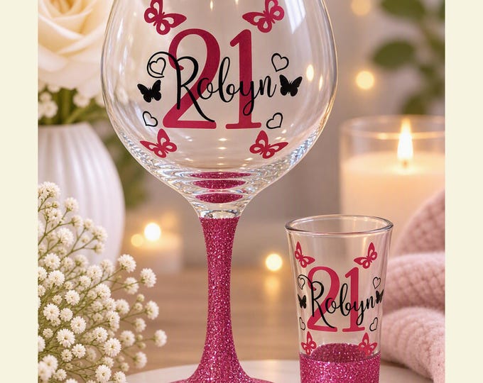 Personalised Butterfly Birthday Glassware Gifts | Custom Name, Age Decorations