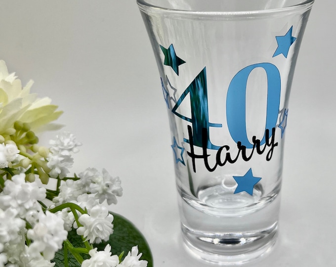 Personalised Birthday Shot Glass. Personalised Name + Age Gift