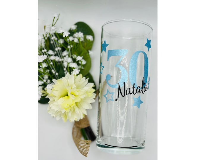 Personalised Birthday Tumbler Glass: Name & Age 18th Birthday, 21st Birthday, gift for her, 30th, 40th, 50th,
